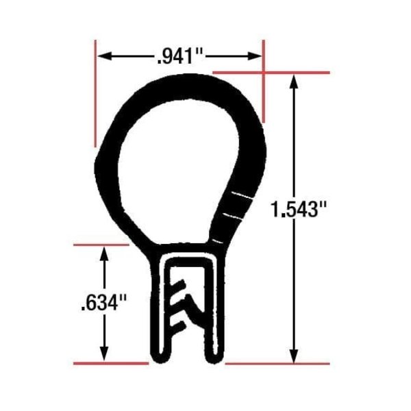 Fairchild Industries Trim Seal, Flexible Steel Wire Core, .039"-.118", Black, 25Ft 1812-25